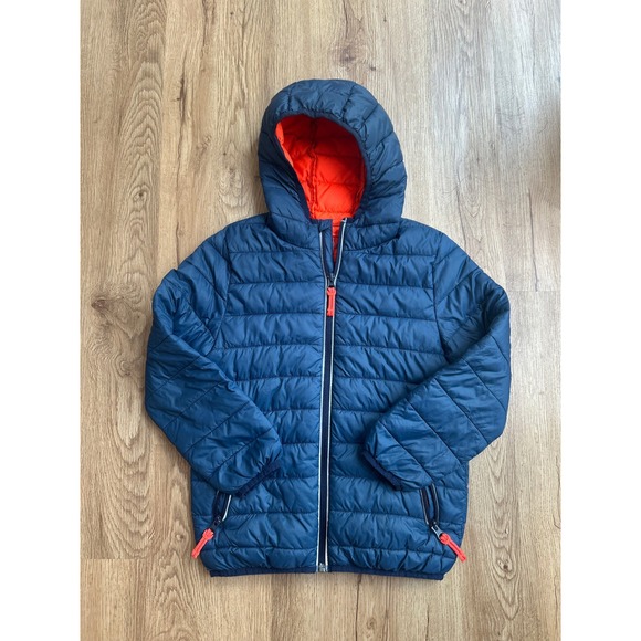 Boden Other - Boden Kids Navy Blue Orange Packable Puffer Jacket Hooded Water Resistant 7-8Y